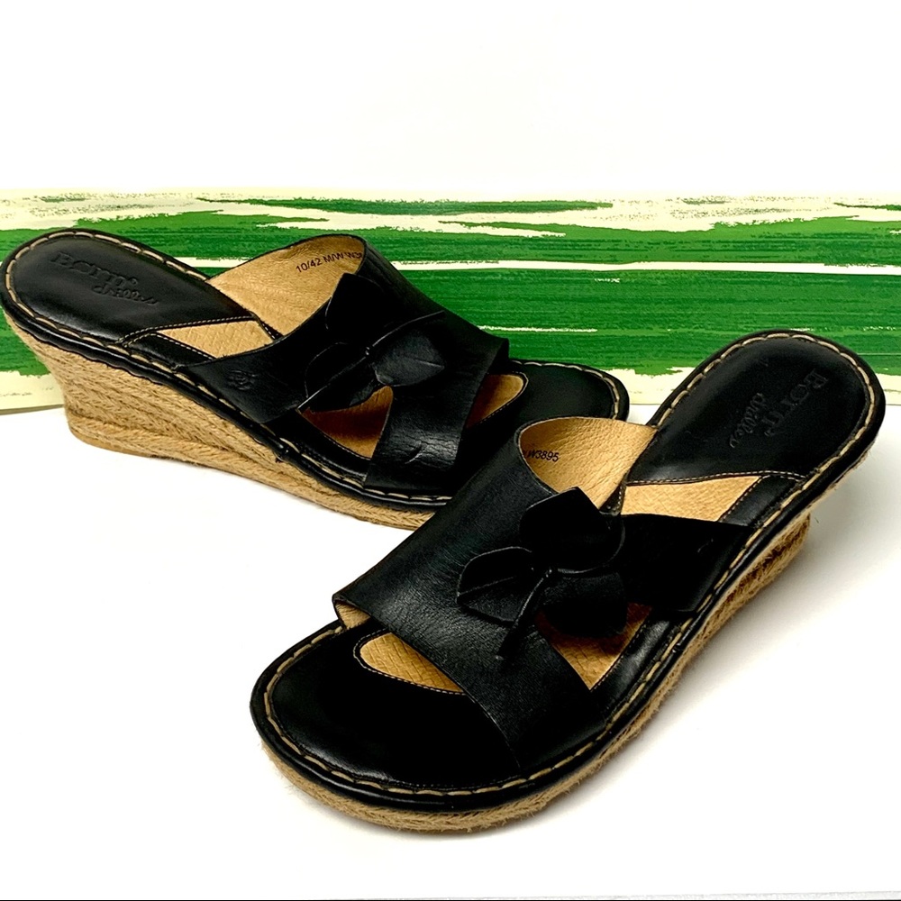 BORN Drilles Leather Wedge Sandal